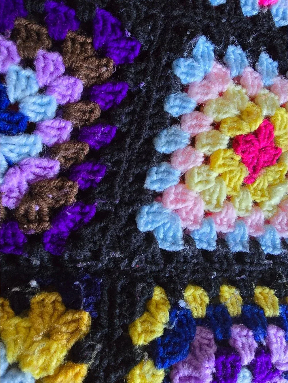 Handmade Multicolor Granny Square Crochet Blanket 79